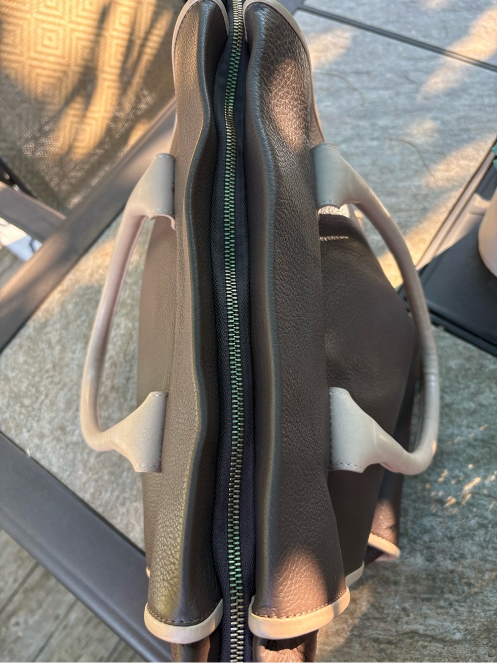 See By Chloe Brown Leather Tote with Cream Trim - Picture 10 of 13